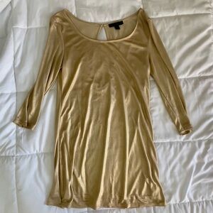 Express Y2K Shimmering Gold Dress